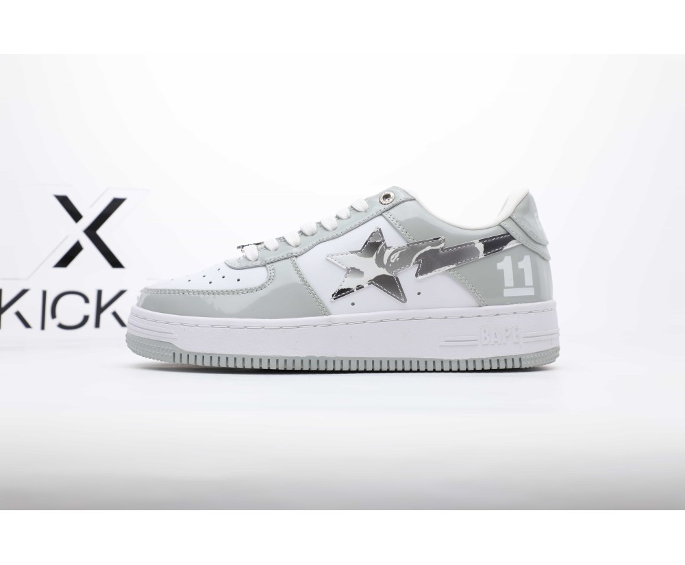 A Bathing Ape Bape Sta Patent Gray White