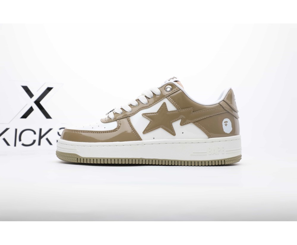 A Bathing Ape Bape Sta Patent Brown White