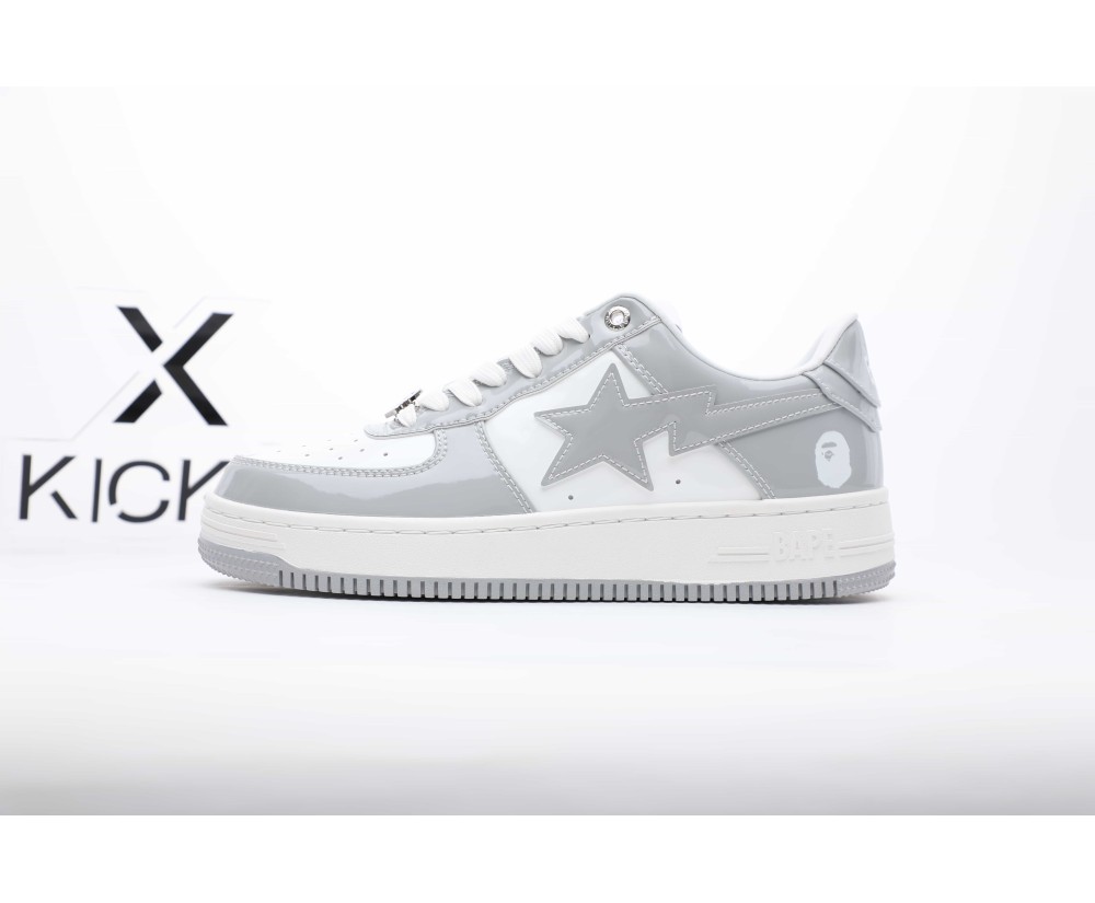 A Bathing Ape Bape Sta Patent Gray White