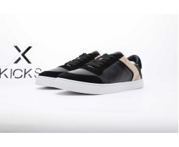 Burberry Leather Suede and House Check Sneakers Black Archive Beige White