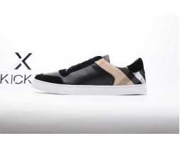 Burberry Leather Suede and House Check Sneakers Black Archive Beige White