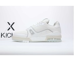 Louis Vuitton Trainer White Grey Signature