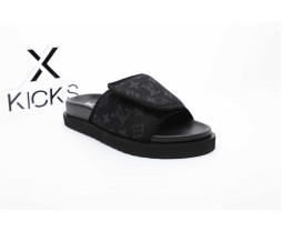 LV Sandal Black Gray Print
