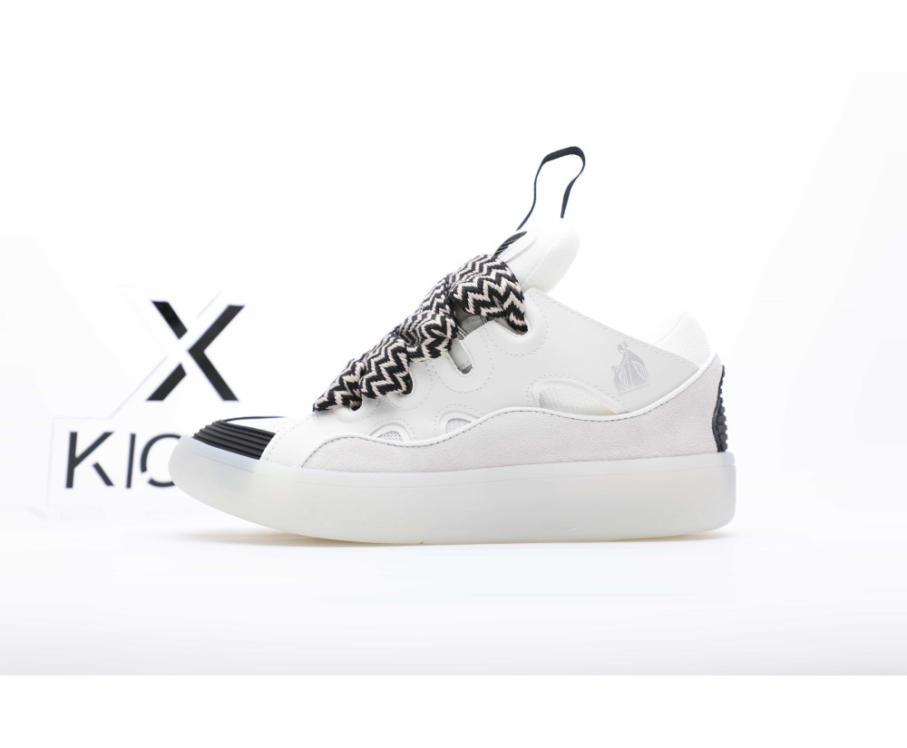 Lanvin Leather Curb Sneaker White