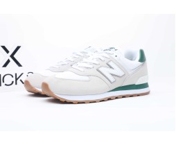 New Balance 574 White Green Gum