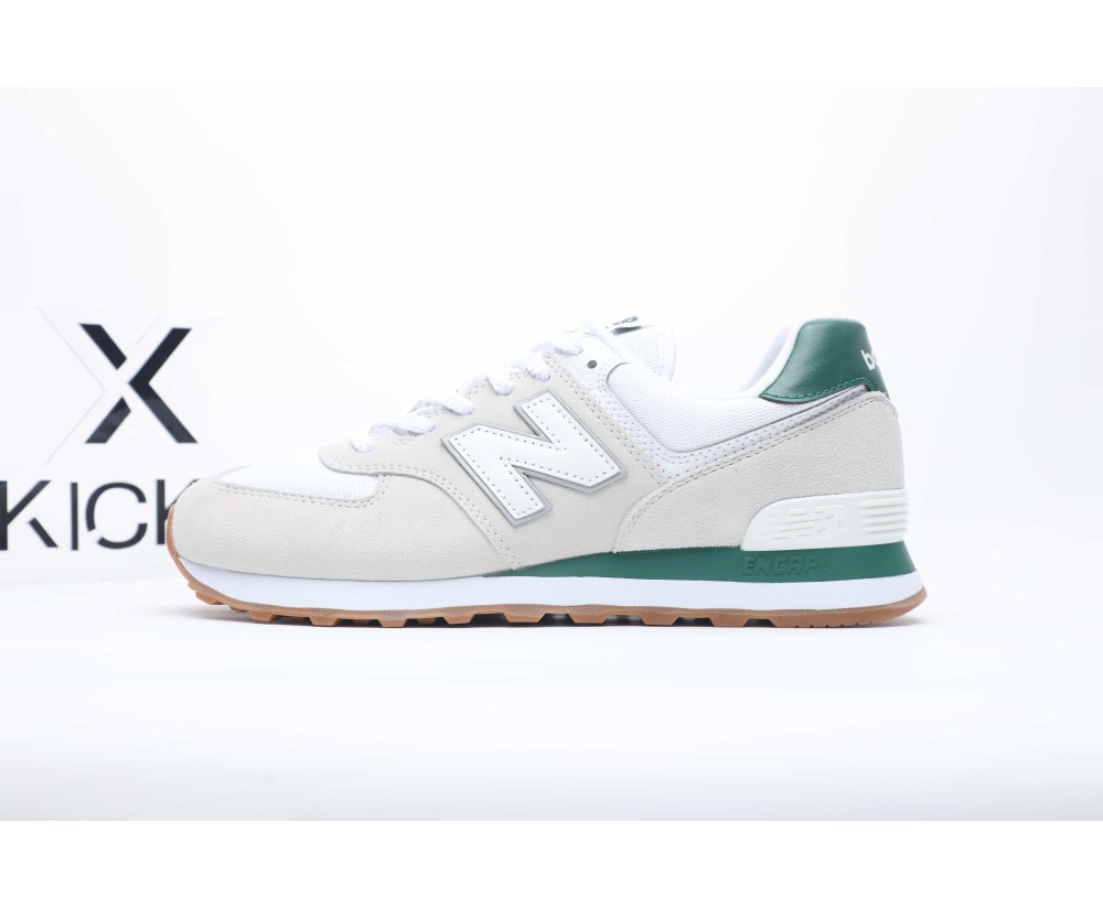 New Balance 574 White Green Gum