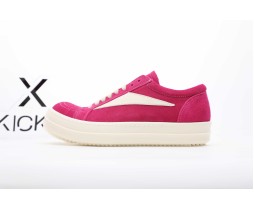Rick Owens EDFU Vintage Sneaks Velour Suede Hot Pink Milk White