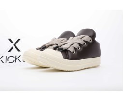 Rick Owens Jumbo Lace Padded Sneaks Low Brown