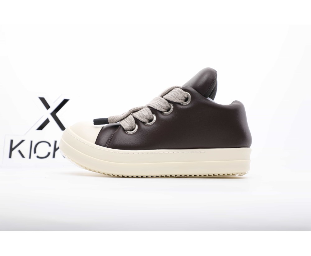 Rick Owens Jumbo Lace Padded Sneaks Low Brown