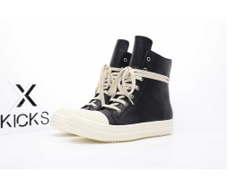 Rick Owens Ramones Leather High Top Black Cream