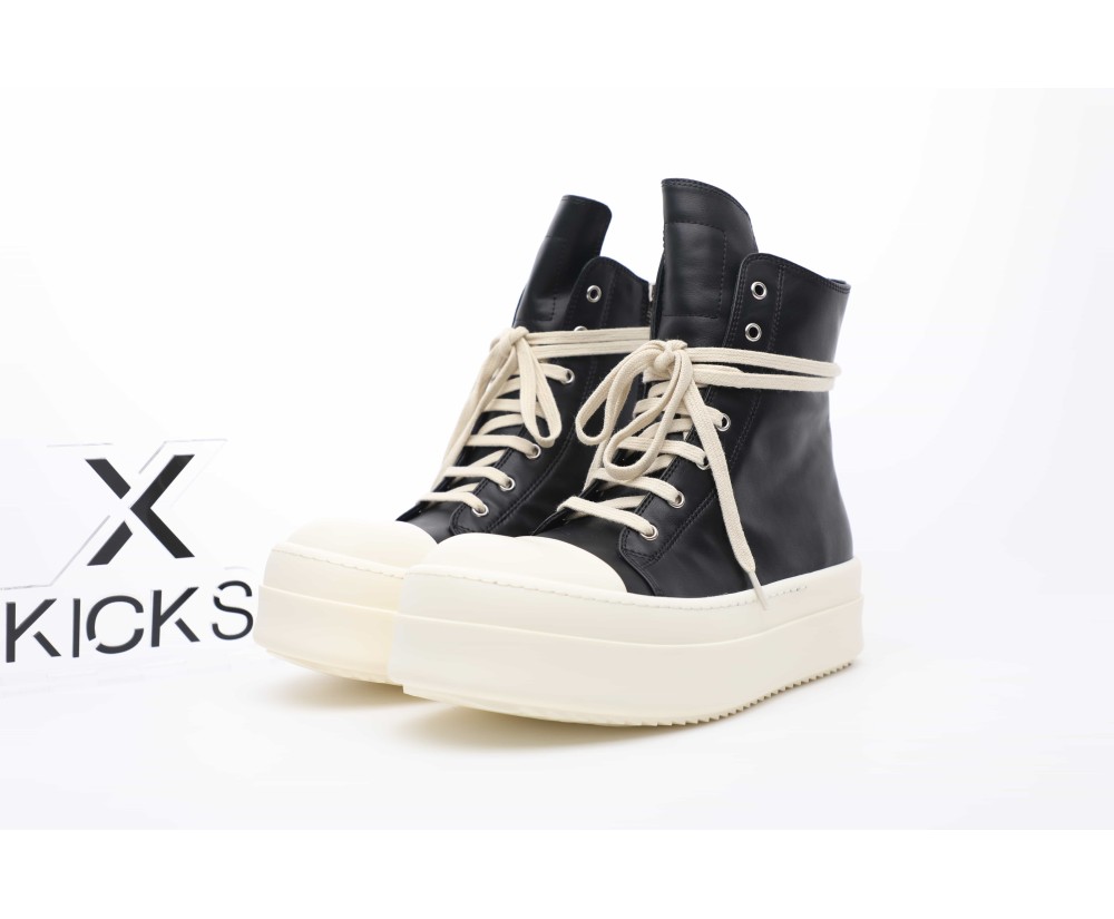 Rick Owens Mega Bumper Leather SneakersBlack Milk
