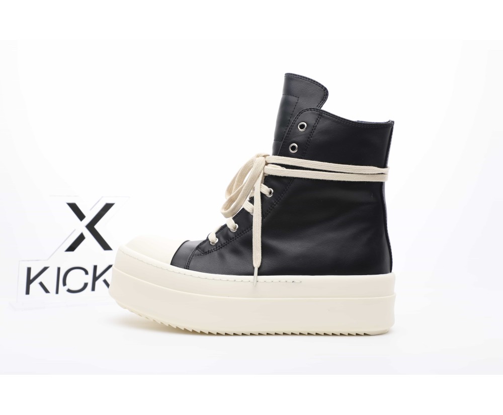 Rick Owens Mega Bumper Leather SneakersBlack Milk