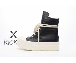 Rick Owens Mega Bumper Leather SneakersBlack Milk