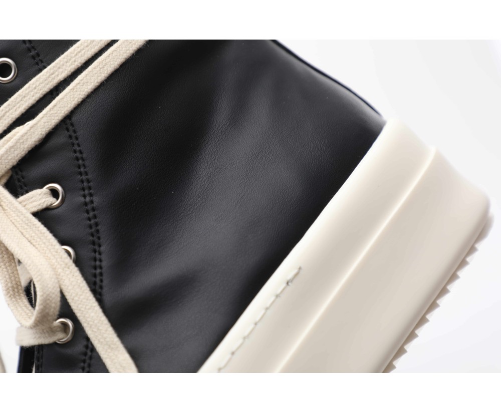 Rick Owens Mega Bumper Leather SneakersBlack Milk