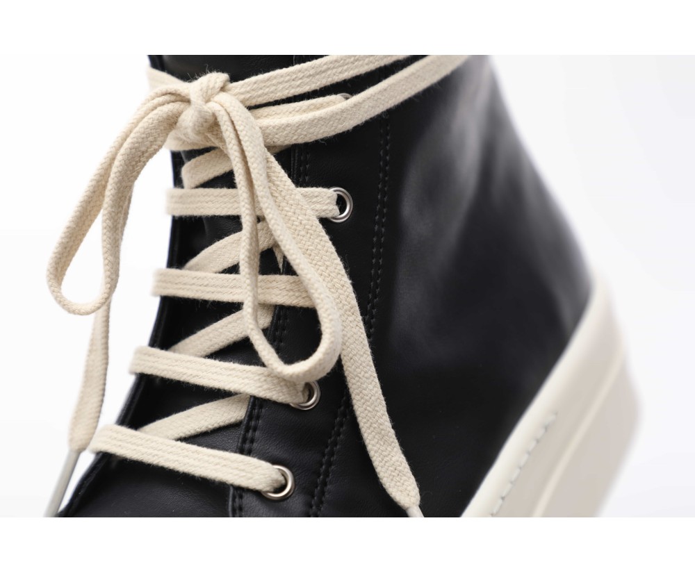 Rick Owens Mega Bumper Leather SneakersBlack Milk