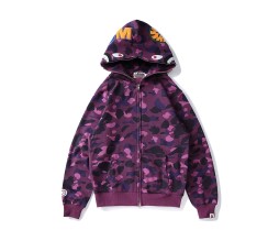 BAPE Ins Shark Double Hat Sweater Zipper Coat Star Camouflage Sky Night Light Fashion Brand Co-branded Loose Hoodie for Men and Women