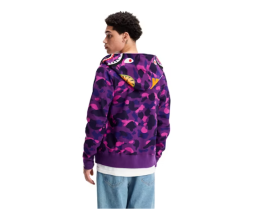 BAPE Ins Shark Double Hat Sweater Zipper Coat Star Camouflage Sky Night Light Fashion Brand Co-branded Loose Hoodie for Men and Women